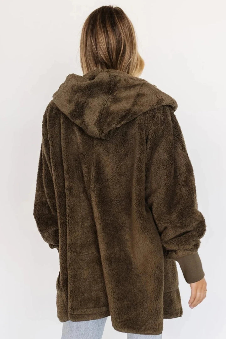 Teddy Bear Plush Cardigan (Olive)