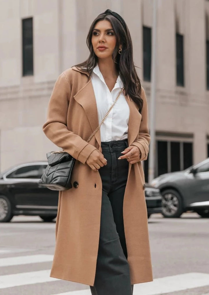 Jolie Cashmere Knit Trench Coat (Macchiato)