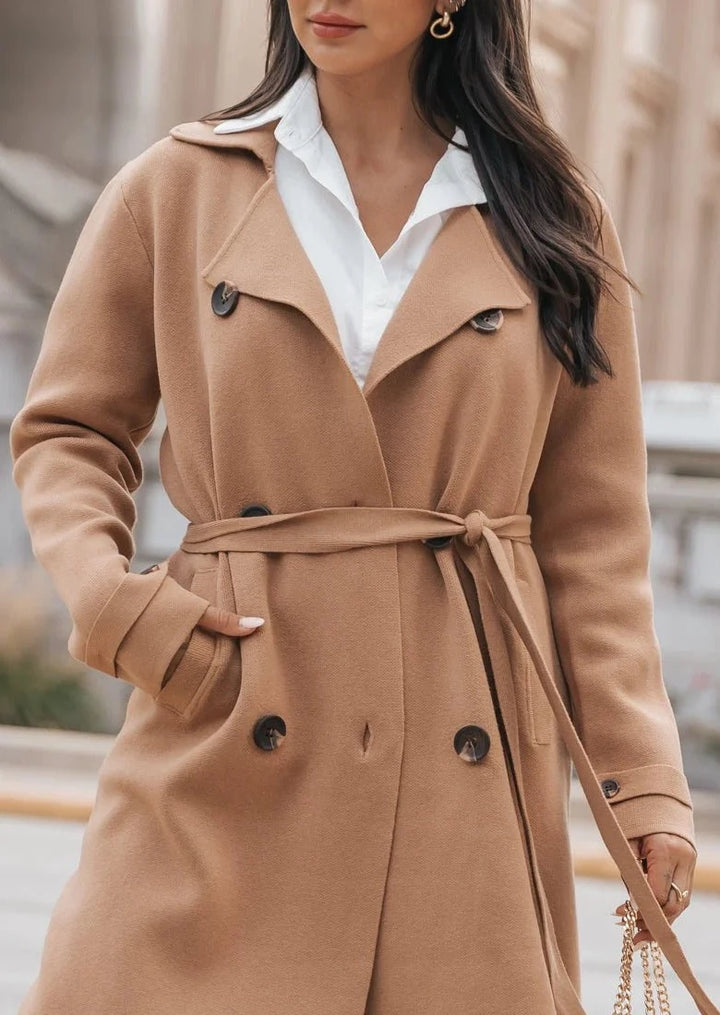 Jolie Cashmere Knit Trench Coat (Macchiato)