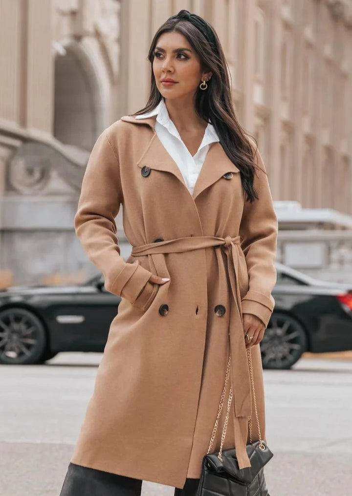 Jolie Cashmere Knit Trench Coat (Macchiato)