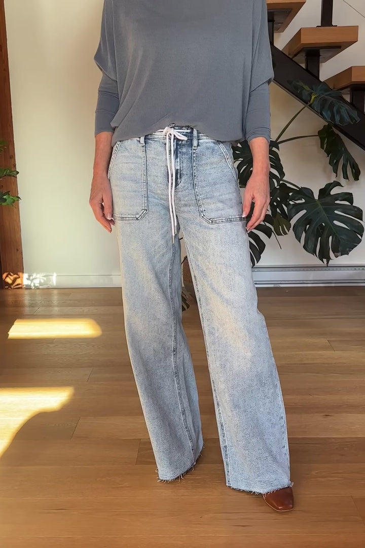 Flying Monkey Drawstring Wide Leg Jean