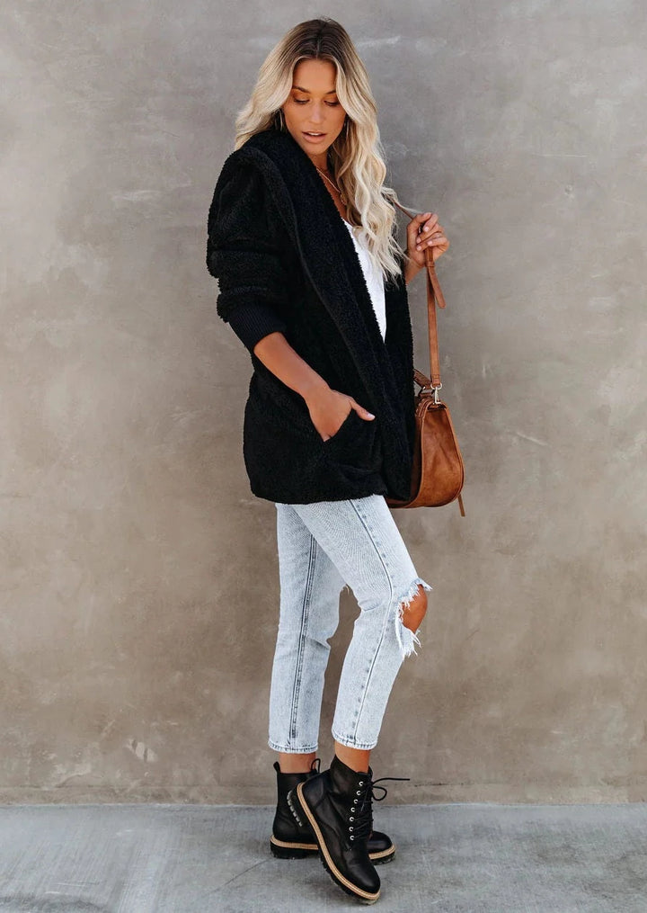 Teddy Bear Plush Cardigan (Black)