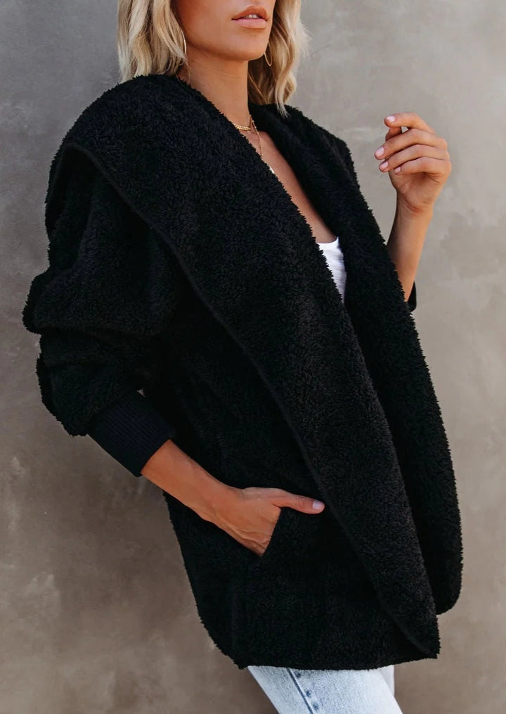 Teddy Bear Plush Cardigan (Black)