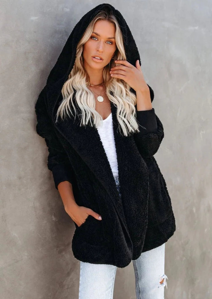 Teddy Bear Plush Cardigan (Black)