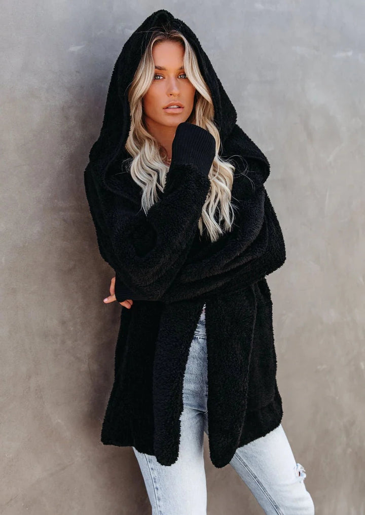 Teddy Bear Plush Cardigan (Black)