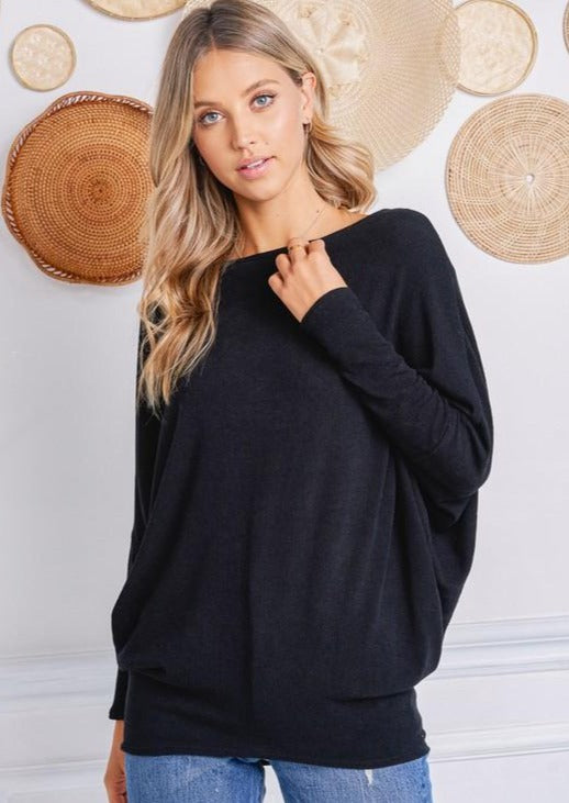 Jolie All Day Slouch Top (Black)