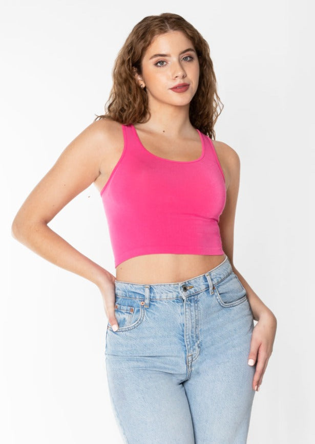 C'est Moi Bamboo Crop Tank (Fuchsia)