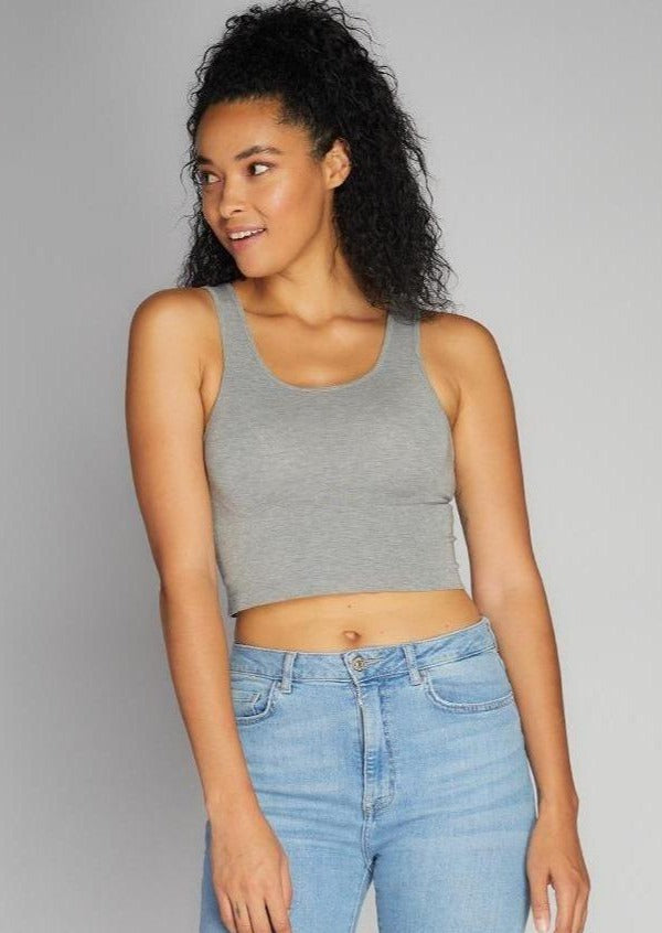 C'est Moi Bamboo Crop Tank (Heather Grey)
