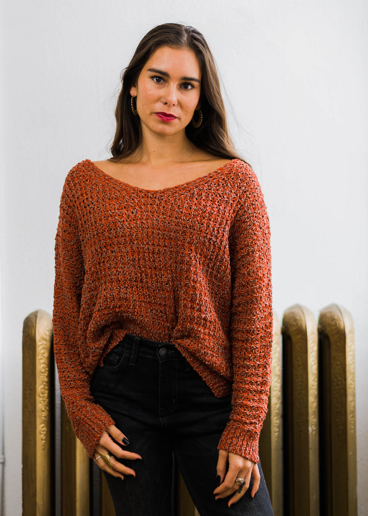 My Cozy Cable Knit Sweater (Rust)