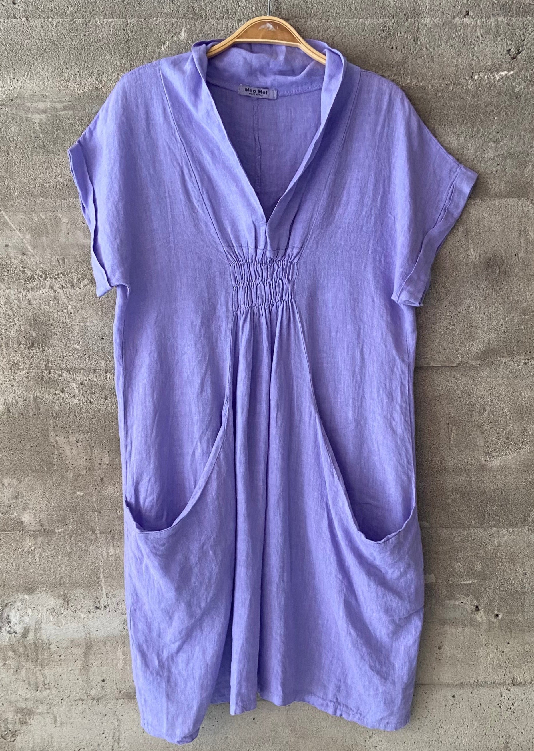 knee length dresses for ladies Meo Linen Pocket Dress (Lavender) – Vibe Apparel