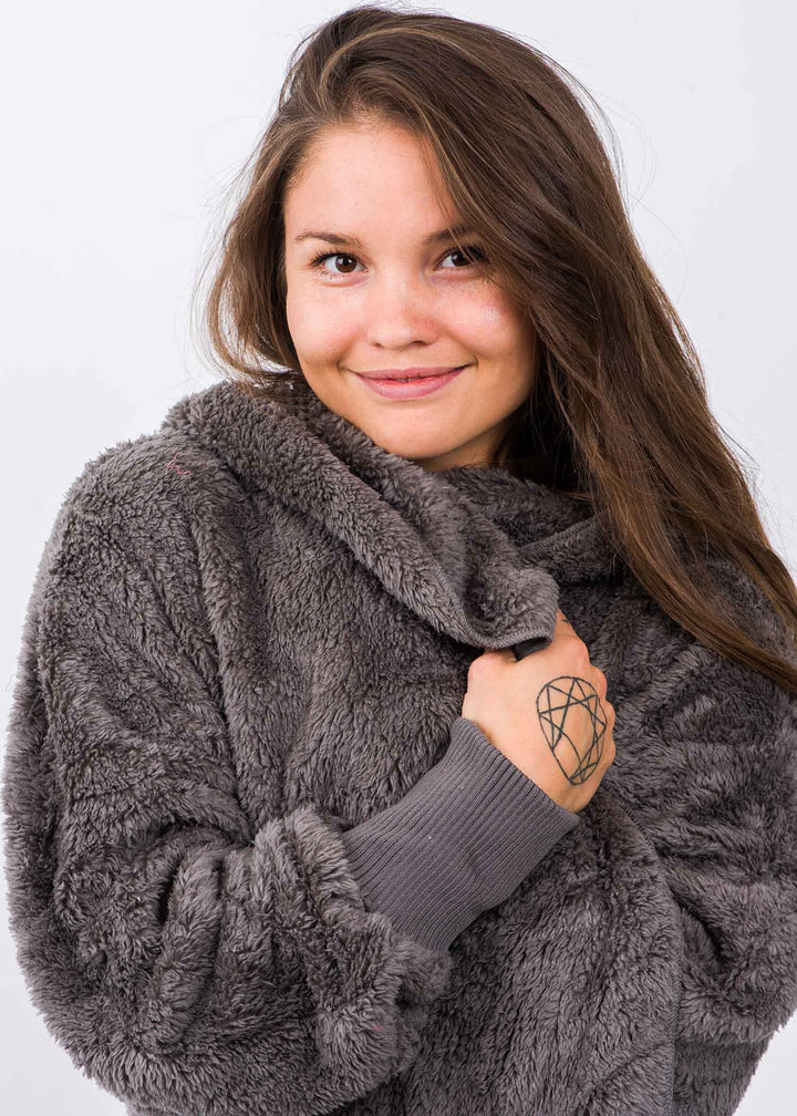 Teddy Bear Plush Cardigan (Steel Grey)