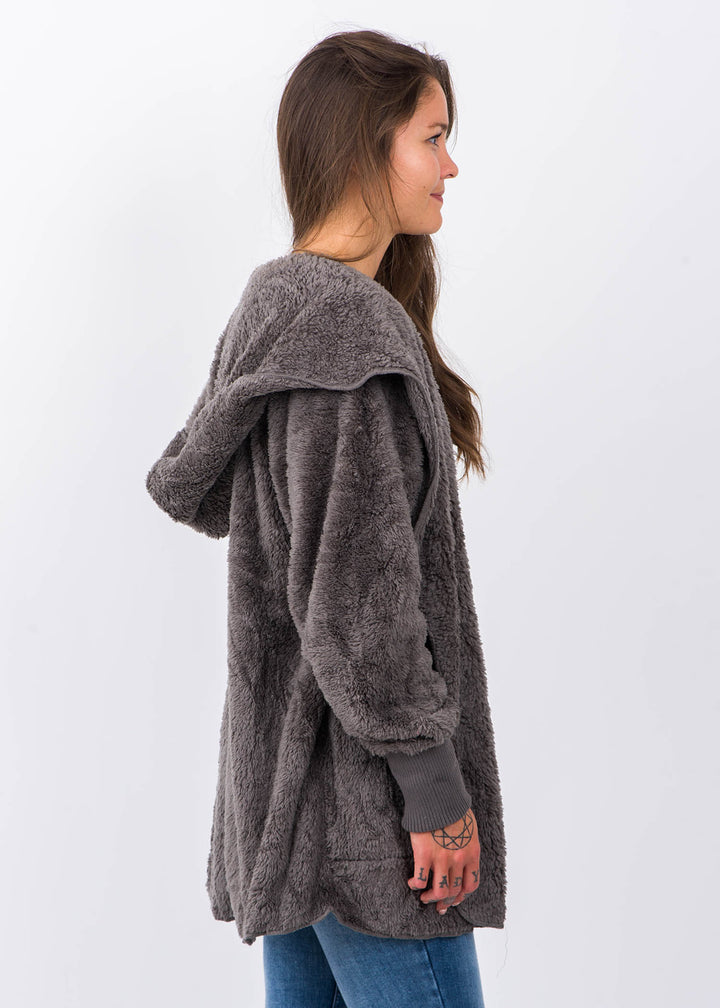 Teddy Bear Plush Cardigan (Steel Grey)