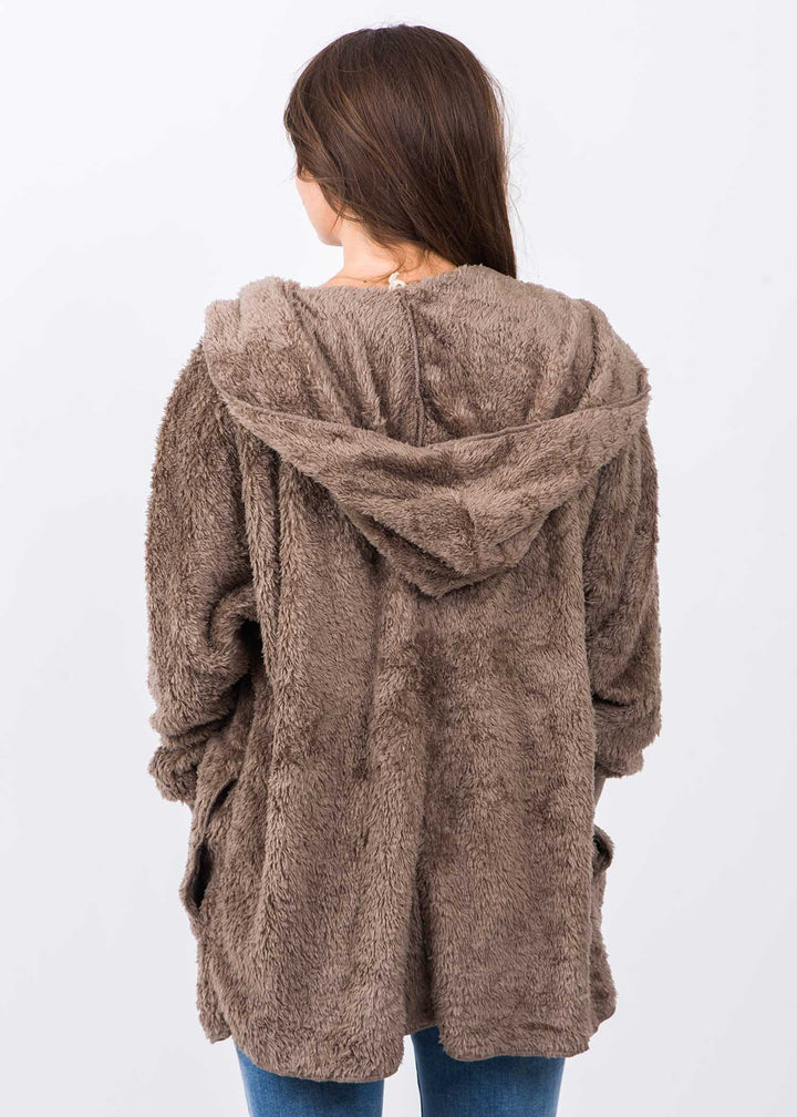 Teddy Bear Plush Cardigan (Ash Brown)