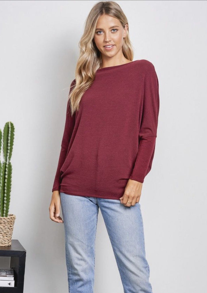Jolie All Day Slouch Top (Burgundy)