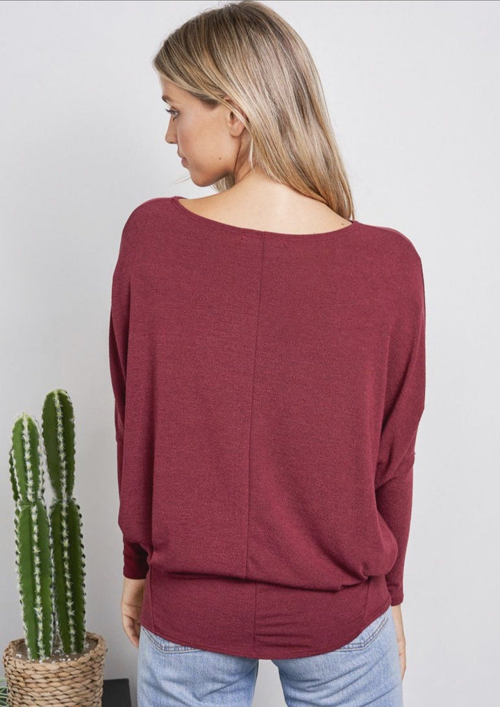 Jolie All Day Slouch Top (Burgundy)