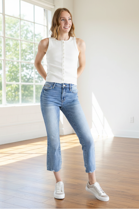 Judy Blue Mid Rise Kick Flare Ankle Jean