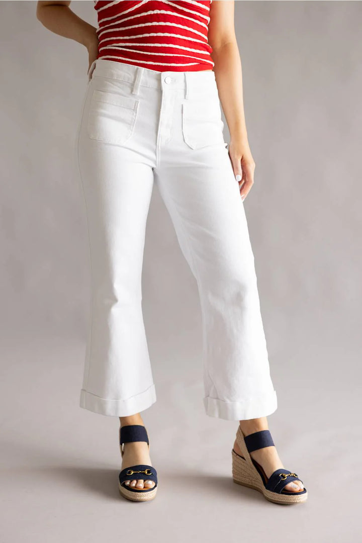 Kancan Angelina Crop Flare Jean (White)