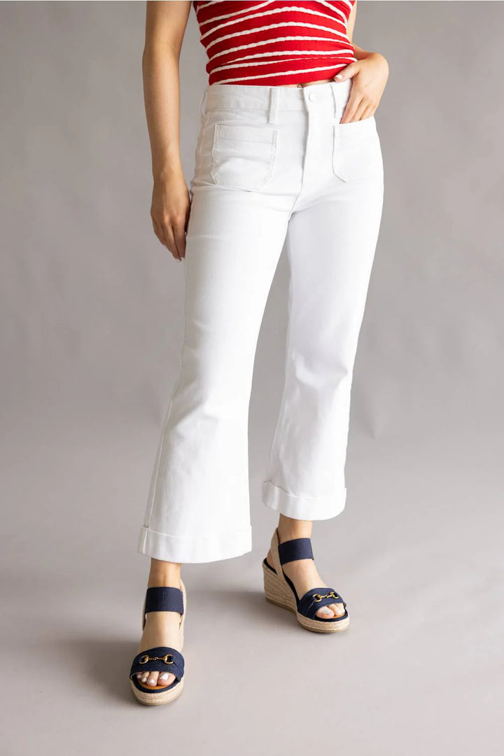 Kancan Angelina Crop Flare Jean (White)