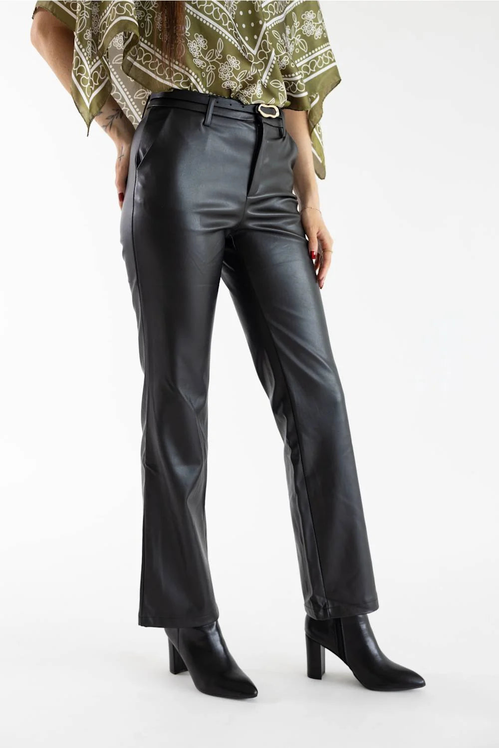 Love Tree Belted Vegan Leather Pants
