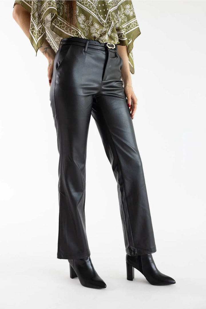 Love Tree Belted Vegan Leather Pants