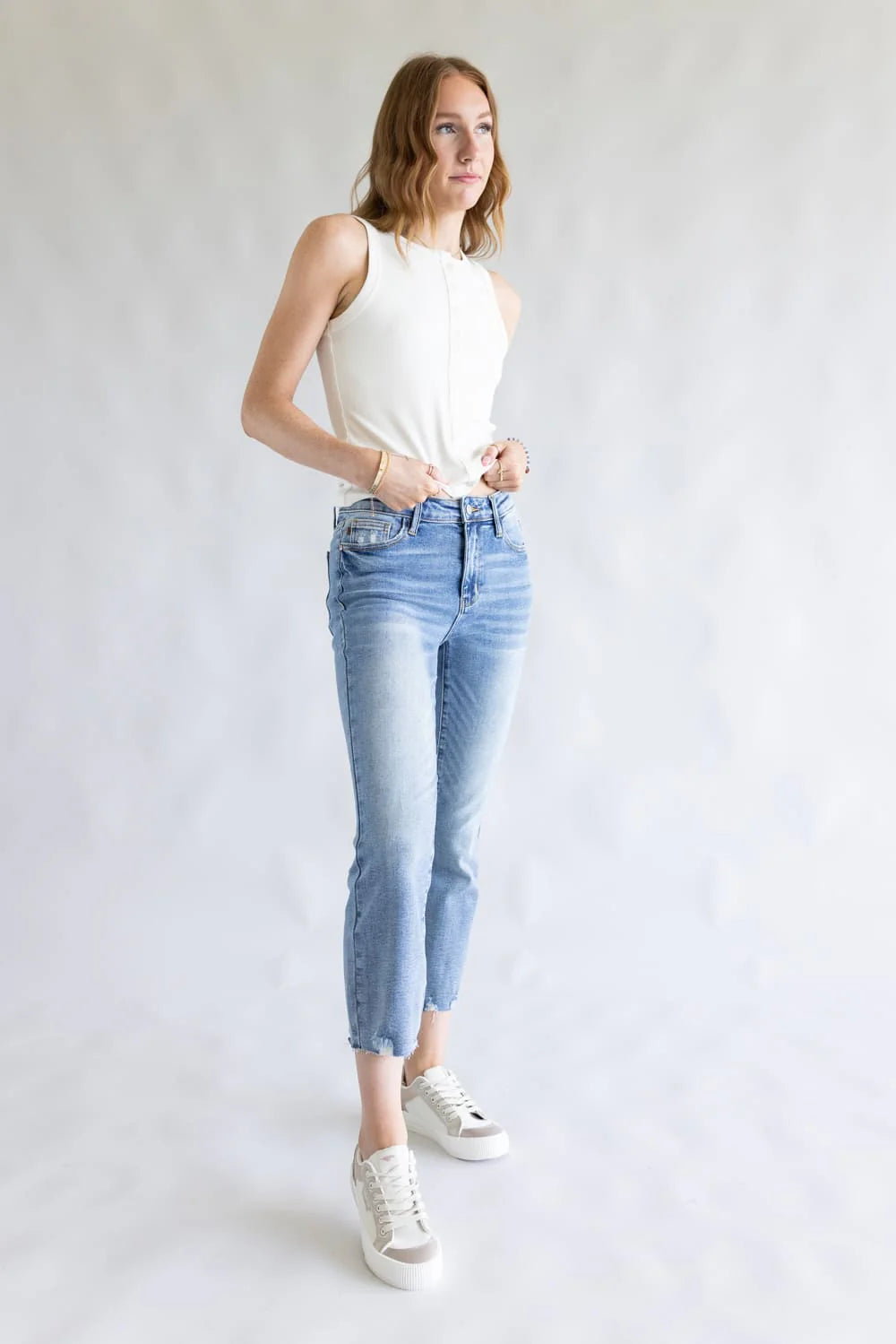 Judy Blue Mid Rise Kick Flare Ankle Jean