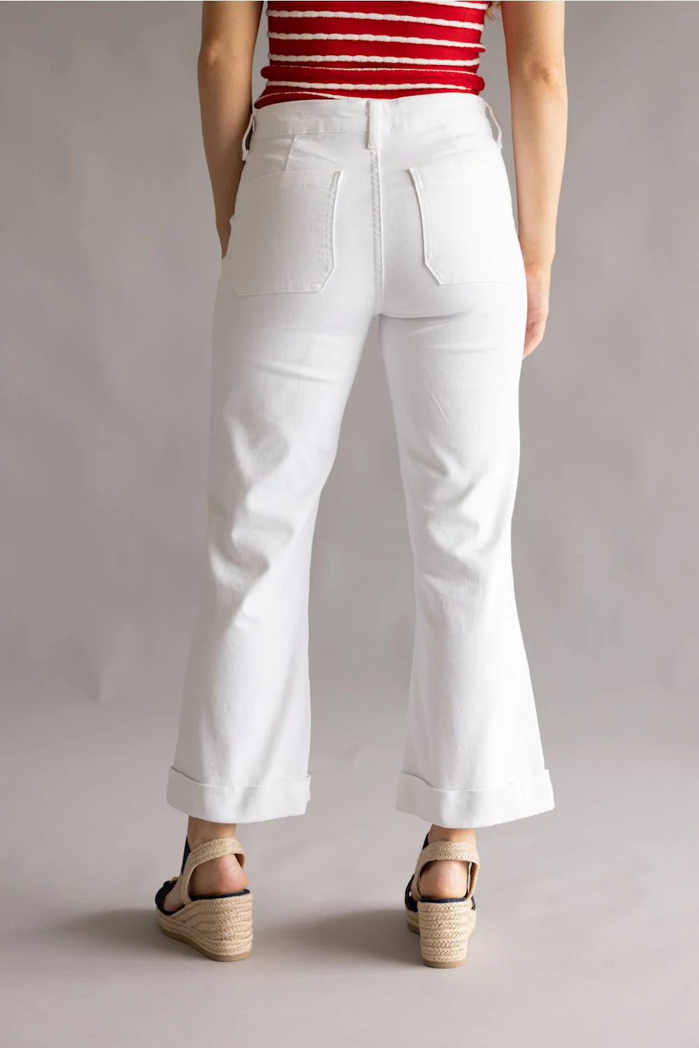 Kancan Angelina Crop Flare Jean (White)