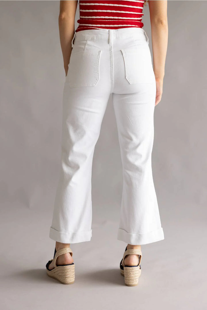 Kancan Angelina Crop Flare Jean (White)