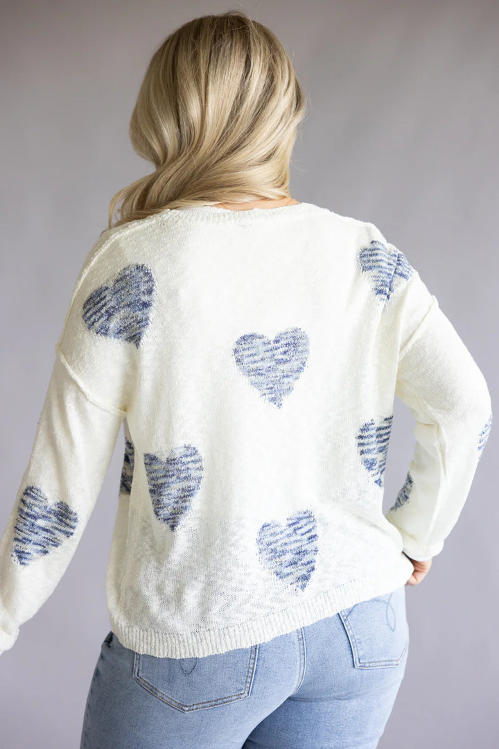 My Cozy Be My Valentine Sweater (Ivory/Navy)