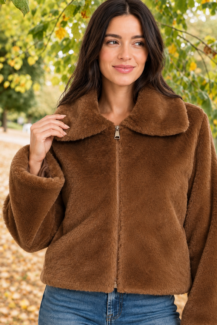 Zen Faux Fur Jacket (Brown)