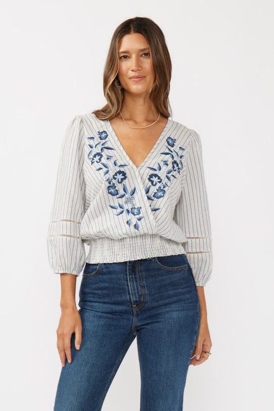 Lovestitch Brisa Floral Striped Blouse