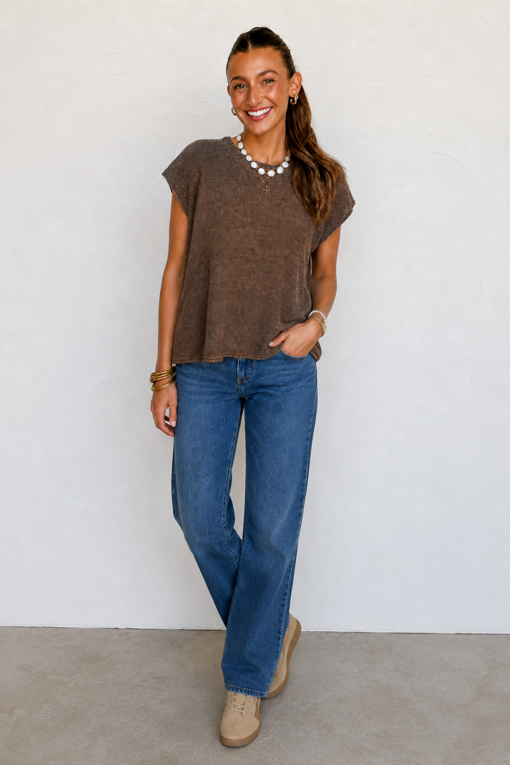 Zen Knit Sweater Tee (Brown)