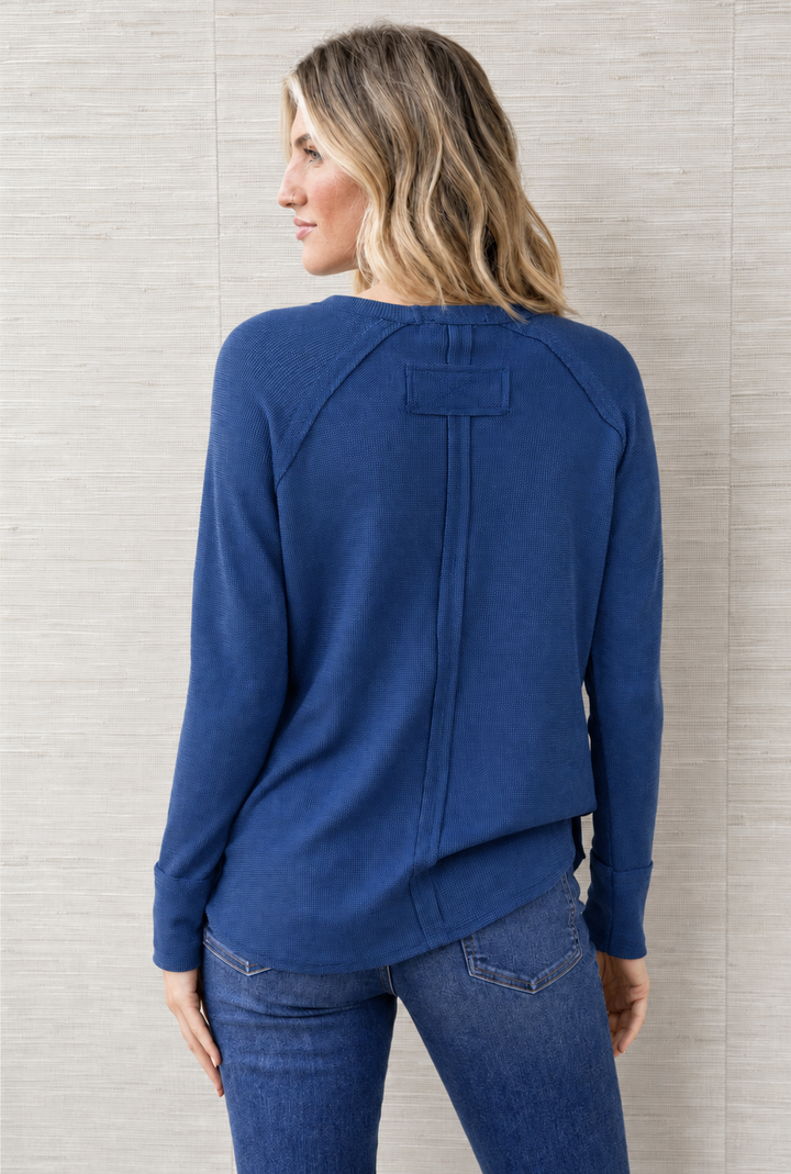 Zen Relaxed Waffle Top (Light Navy)