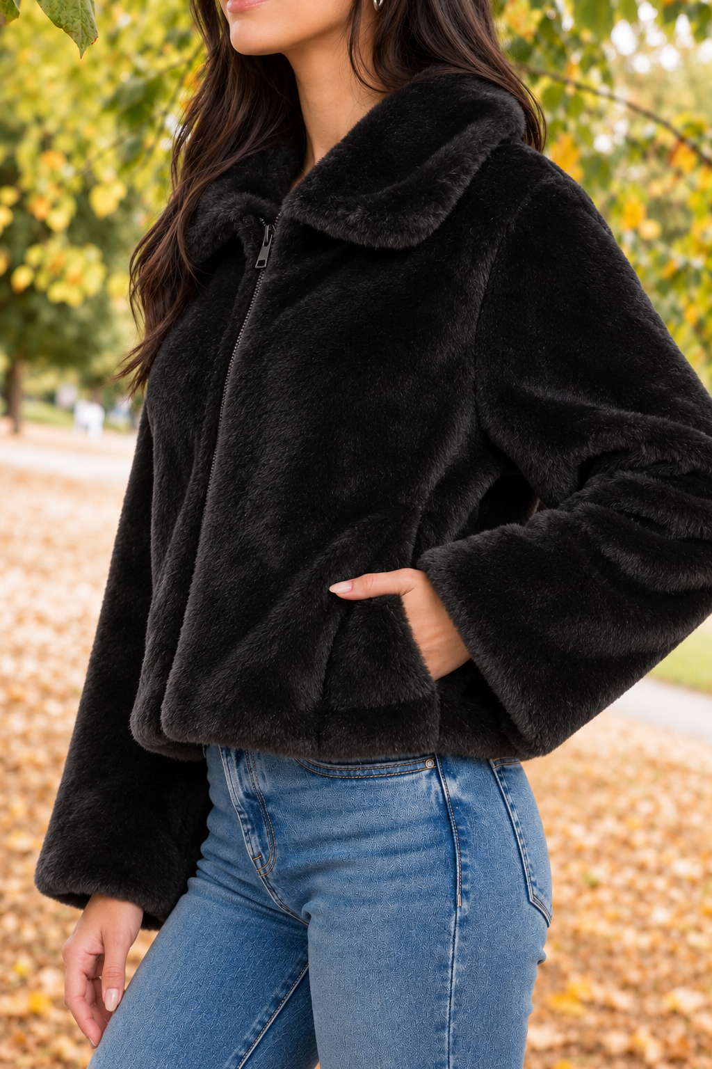 Zen Faux Fur Jacket (Black)