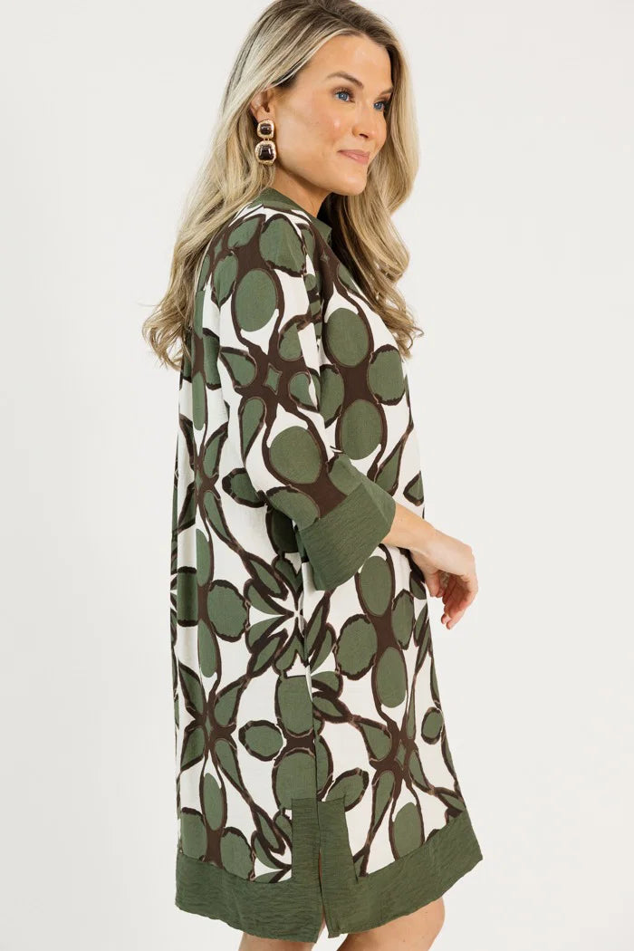 She + Sky Collared Abstract Dress