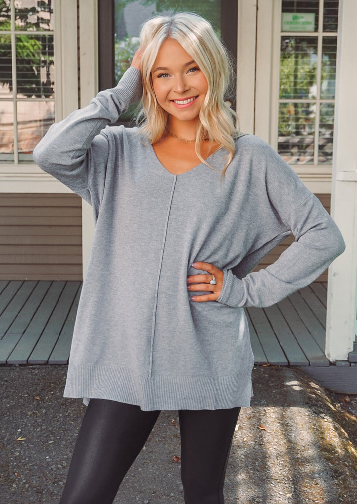 Comfy As Can Be Sweater (Heather Grey)