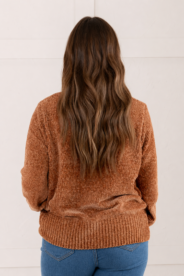 Zen Chenille Rib Sweater (Deep Camel)