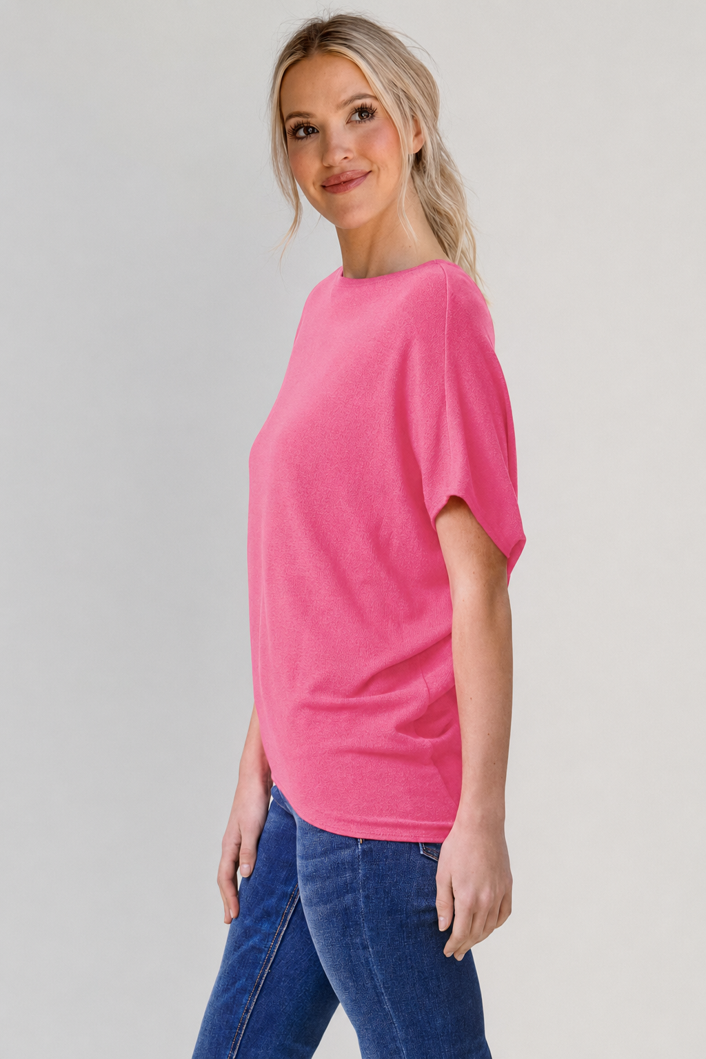 Jolie Boatneck Dolman Tee (Candy Kiss)
