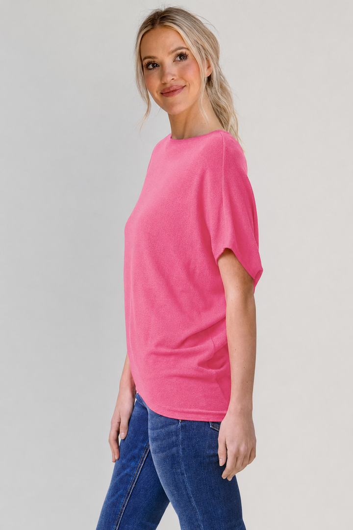 Jolie Boatneck Dolman Tee (Candy Kiss)