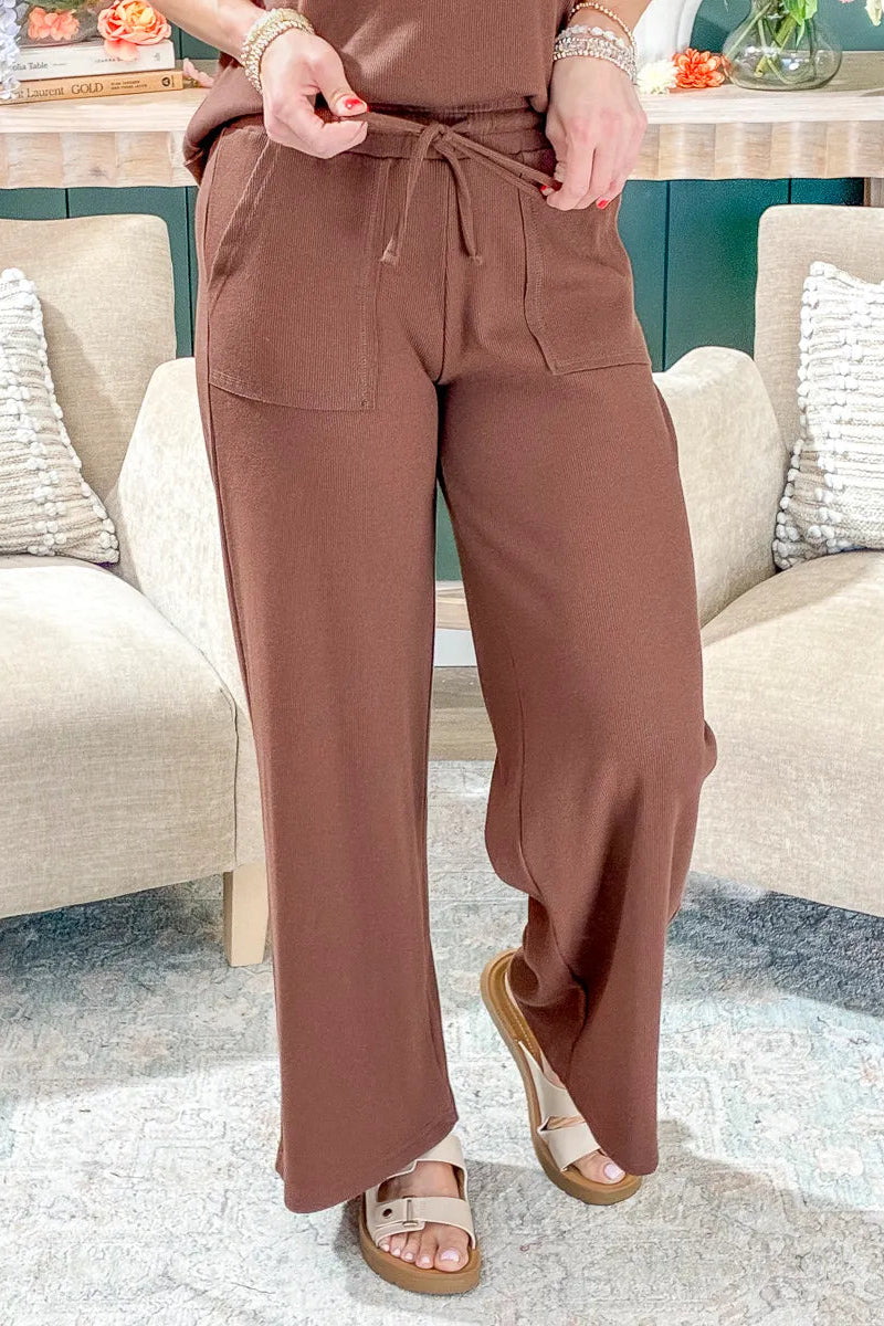 Zen Ribbed Lounge Set (Brown)