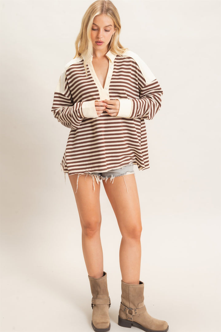 HYFVE Henley Sweatshirt (Chestnut)