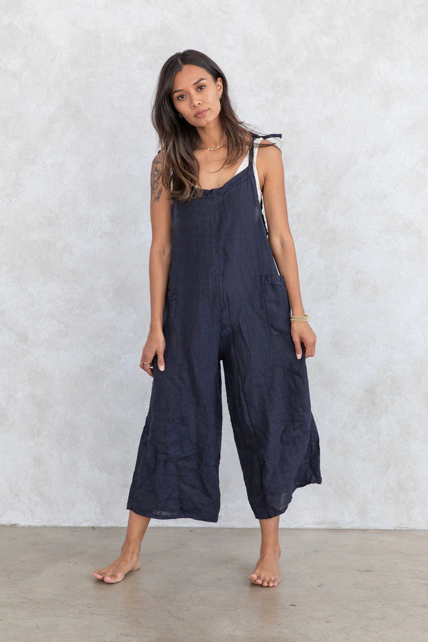 Lighter Days Linen Jumpsuit (Navy)