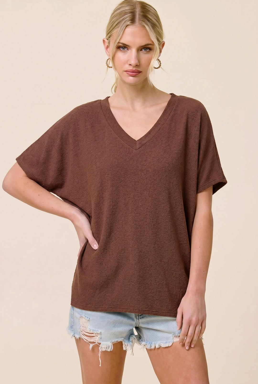 Jolie Slouchy Dolman Tee (Chestnut)