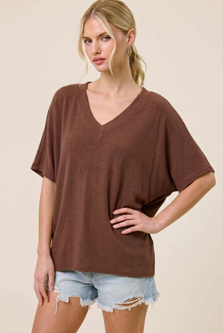 Jolie Slouchy Dolman Tee (Chestnut)