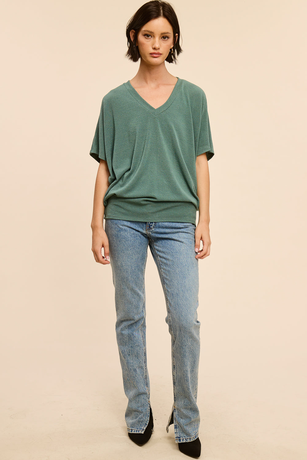 Jolie Slouchy Dolman Tee (Dark Sage)