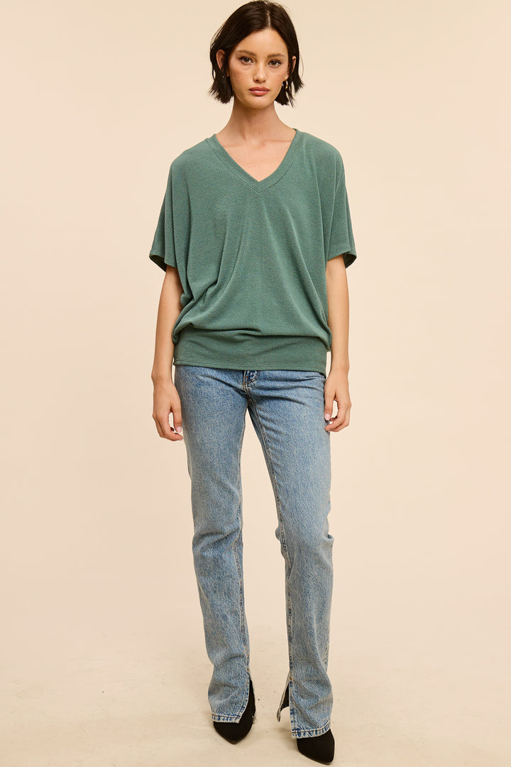 Jolie Slouchy Dolman Tee (Dark Sage)