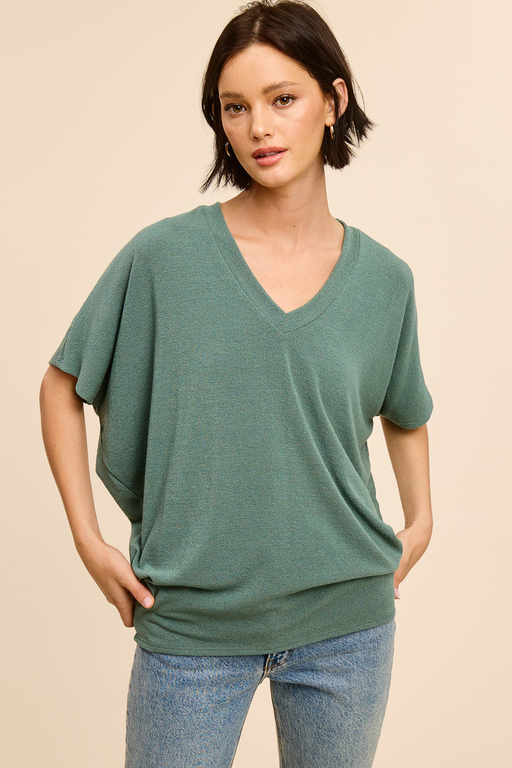 Jolie Slouchy Dolman Tee (Dark Sage)