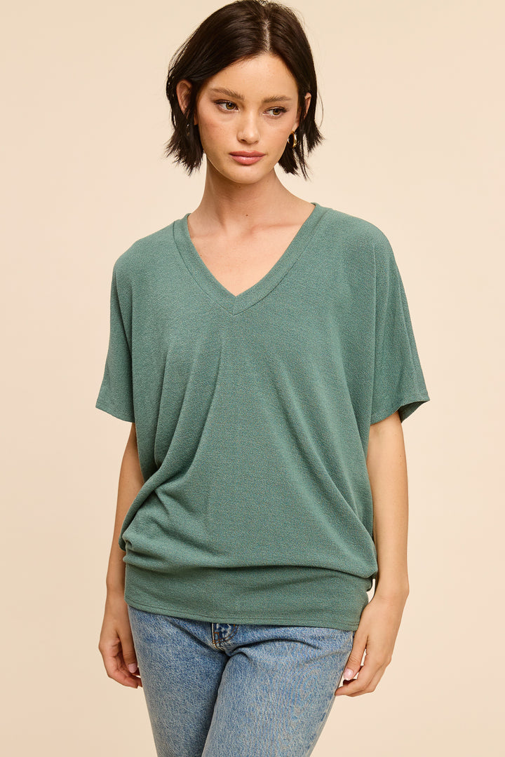 Jolie Slouchy Dolman Tee (Dark Sage)