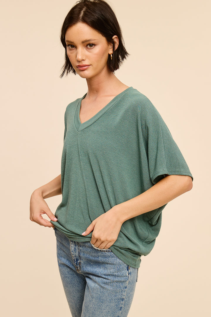 Jolie Slouchy Dolman Tee (Dark Sage)