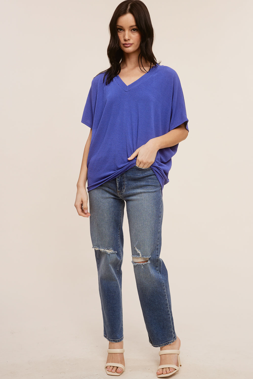 Jolie Slouchy Dolman Tee (Dazzling Blue)