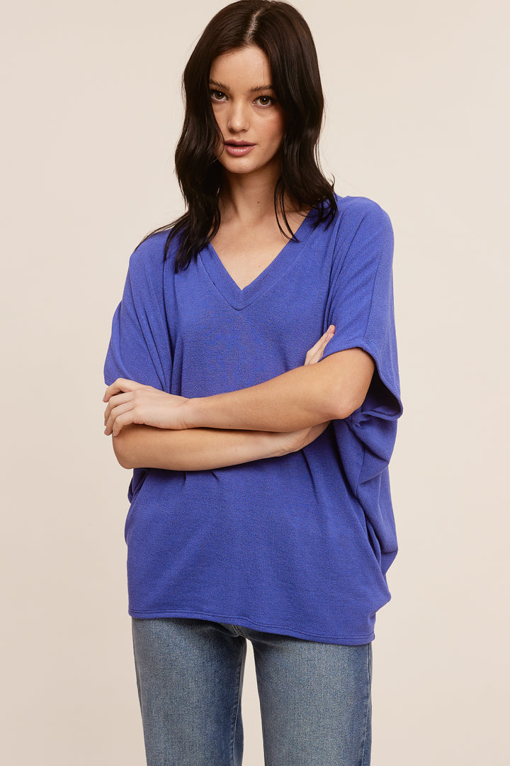 Jolie Slouchy Dolman Tee (Dazzling Blue)